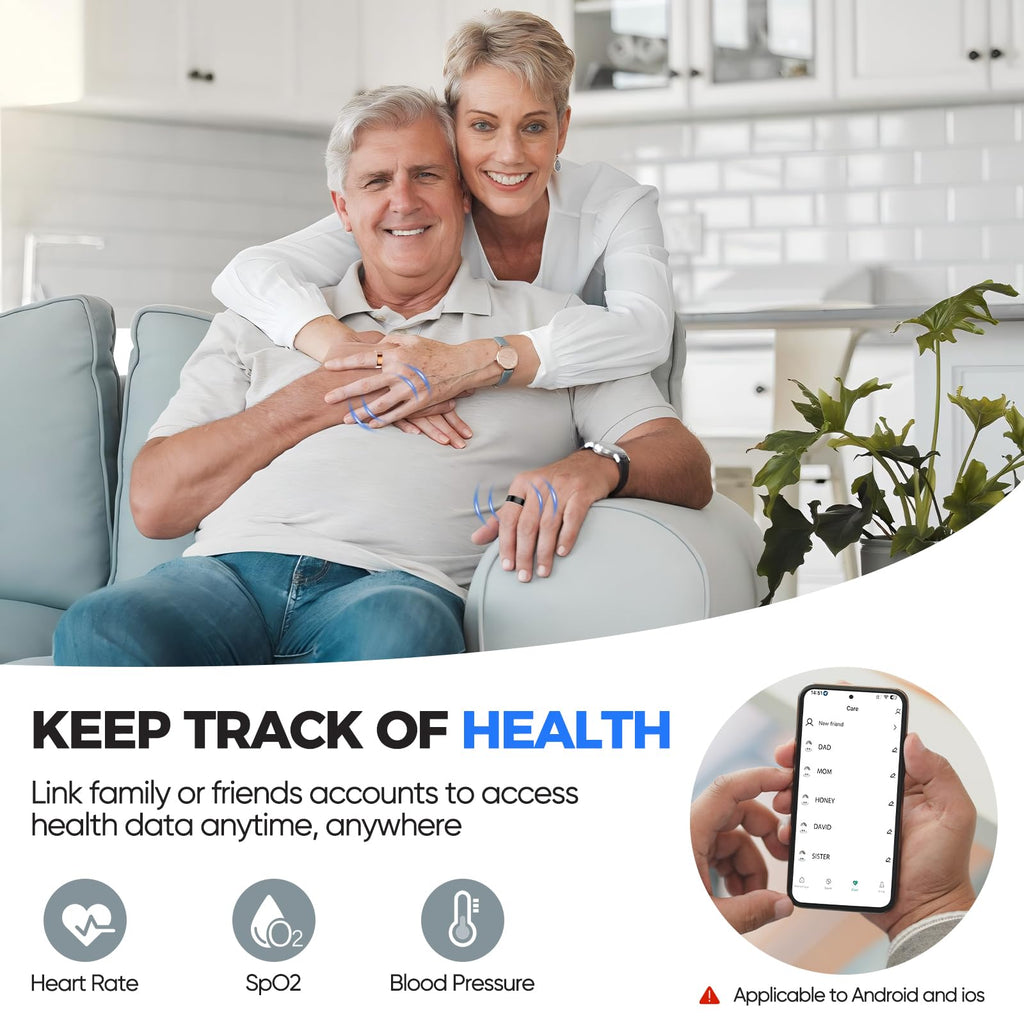 BIEMHA Smart Ring Health Tracker, Sleep/Exercise Monitoring, iOS/Android Compatible, IP68 Water Resistance, No Subscription Required, 5-Day Battery Life, Suitable for Both Women and Men (Silver, 7)