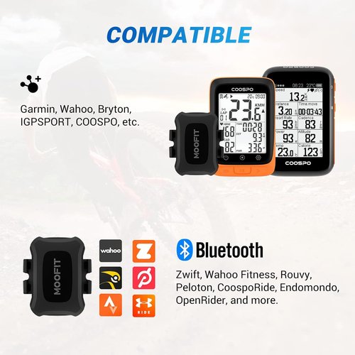 MOOFIT Speed/Cadence Sensor - Wireless ANT+ Bluetooth RPM Monitor for Cycling | IP67 Waterproof