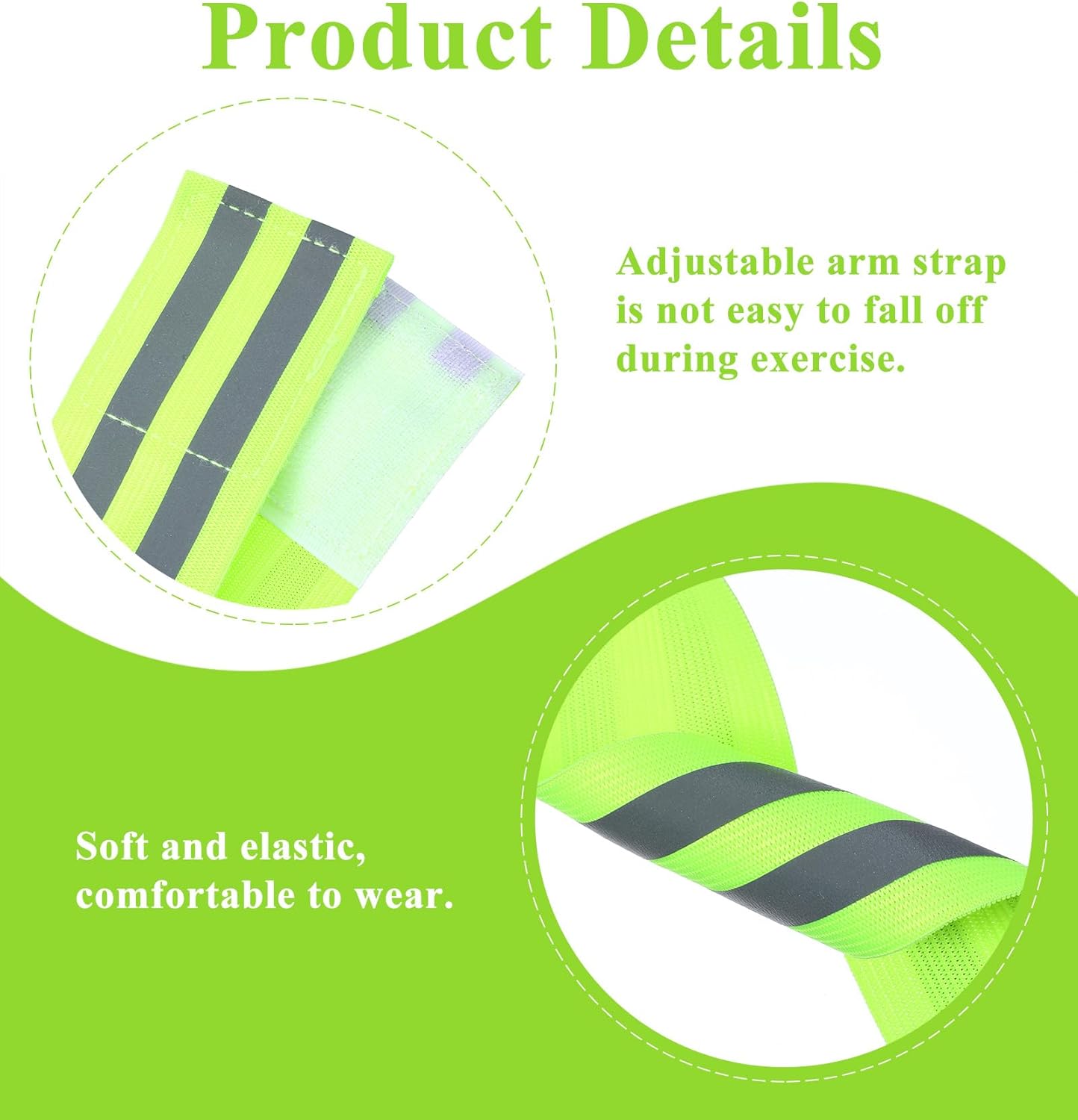 Skiennix Reflective Arm Bands - Adjustable Elastic for Runners & Night Walking | 6PCS Set