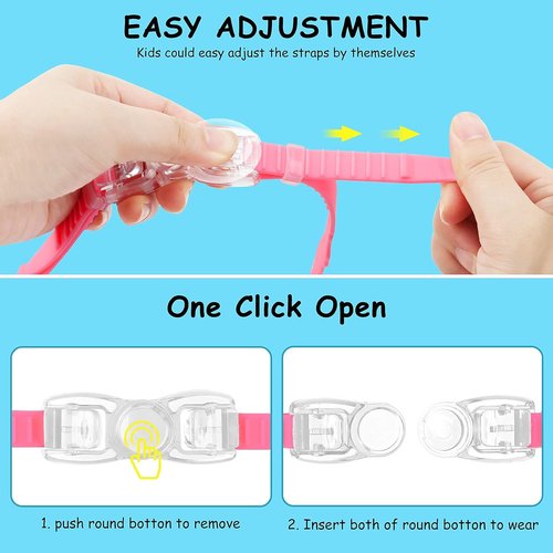 COOLOO Kids Swim Goggles - Anti-Fog, Waterproof Design with Nose Cover | 2 Pack for Ages 3-15