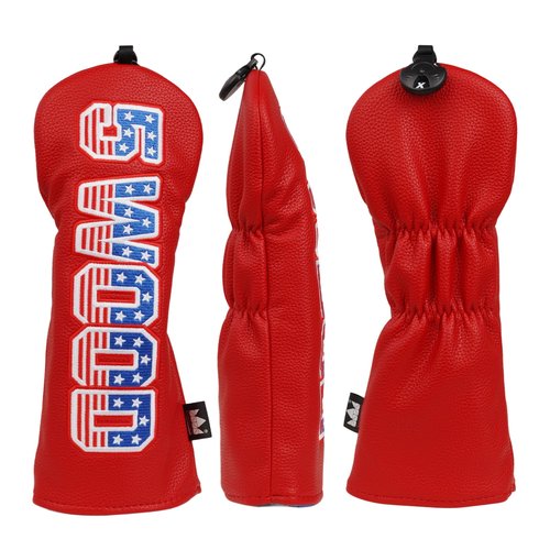 Craftsman Golf Headcover Set for Driver 3 5 Fairway Wood Hybrid Golf Club Head Cover, USA Flag Old Glory Design Golf Club Covers,Interchangeable Number Tag Offered