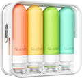 Quatish Travel Bottles - Leak Proof Silicone Toiletry Containers | TSA Approved, 3 oz, 4 Pack, Multi-Color