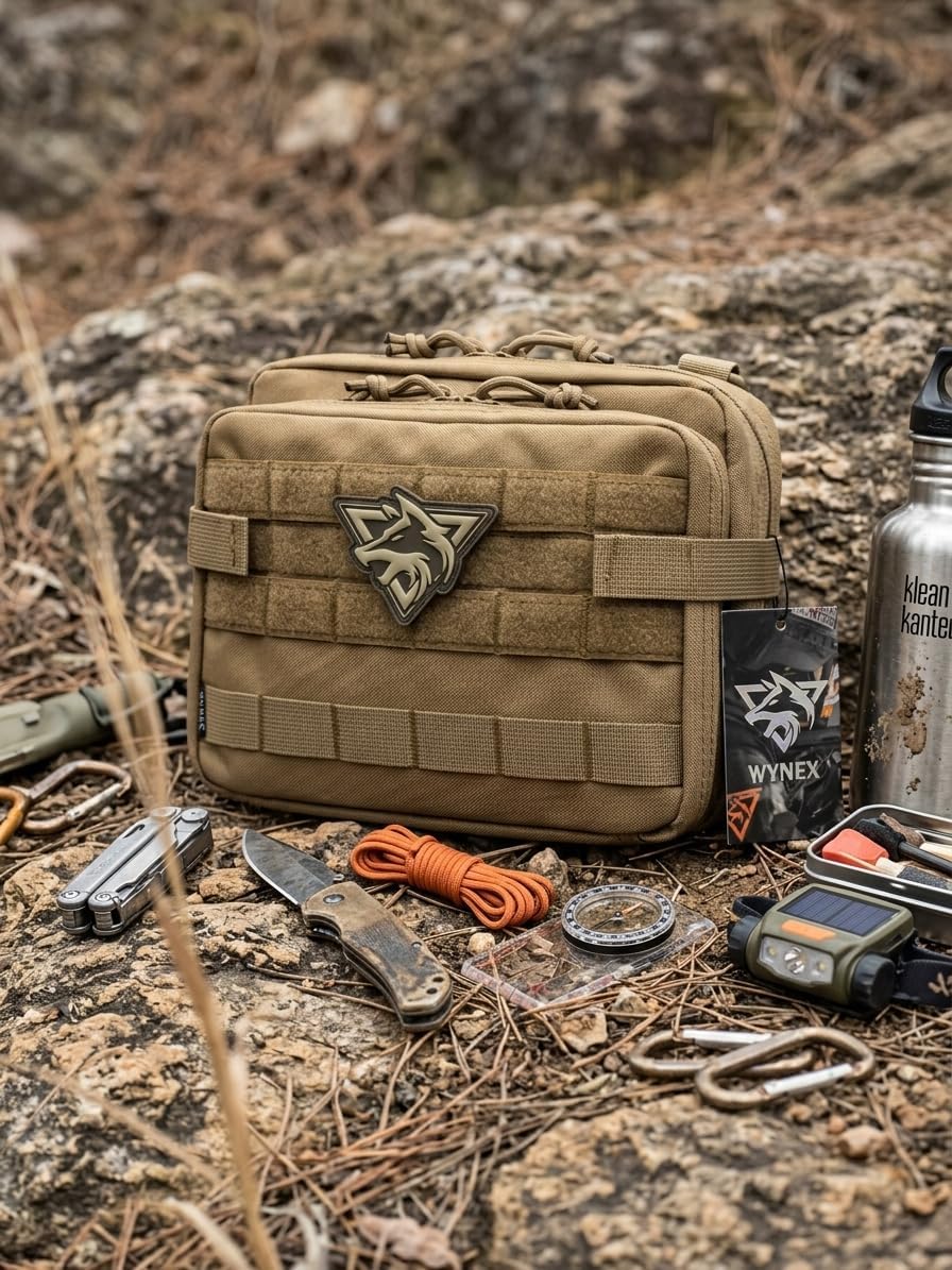 WYNEX Tactical Large Admin Pouch - Double Layer Design | Molle EDC Utility Pouch with Map Sleeve