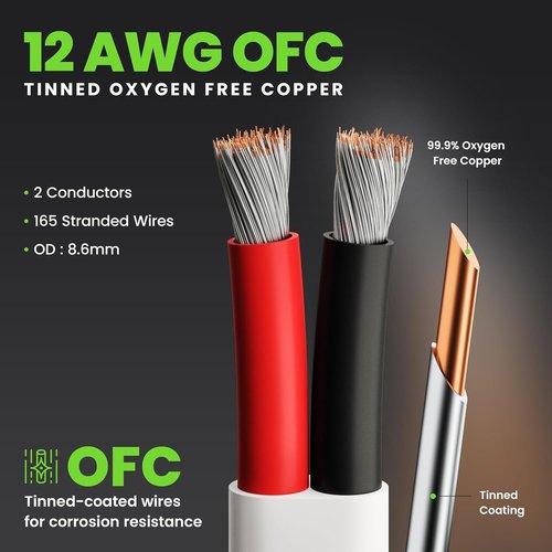GEARit 12 Gauge Marine Wire - 12/2 AWG Tinned Copper Electrical Cable | 20ft Red & Black Insulated for Boats & RVs