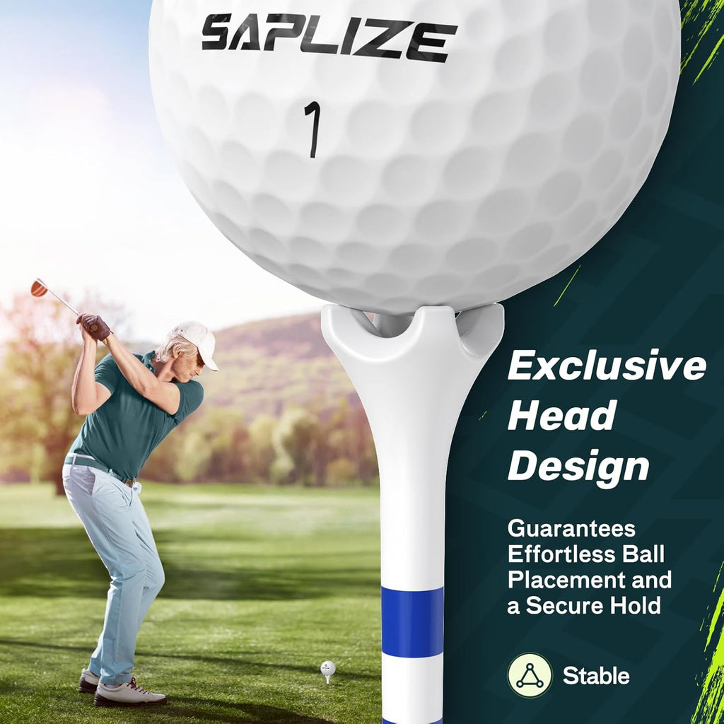 SAPLIZE Golf Tees - Upgraded 4-Prong Design to Reduce Friction & Side Spin | 50/100/120/200 Pack