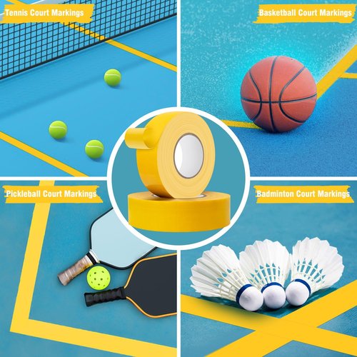 HolderProf Outdoor Pickleball Court Tape, 2in x 230FT - Sports Floor Marking Tape, 2in x 77yd - Pickleball Court Marking Kit| Multipurpose| Ultra Durable & Versatile (Yellow)