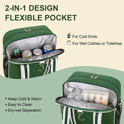 ACESAK Pickleball Bag, Pickleball Bags for Women Men Teens with Waterproof Pocket & Fence Hook, Pickleball Tote Bag for Pickleball Racquet Sports Gym Duffle, Adjustable Strap (Green）