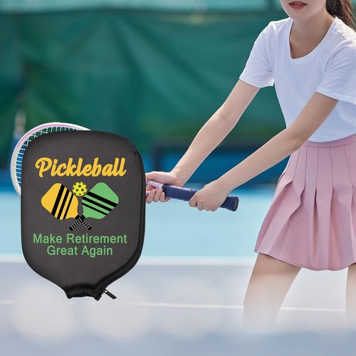 HOLLP 2PC Pickleball Paddle Covers Pickleball Make Retirement Great Again Funny Pickleball Paddle Pouch Gift (Make Retirement Great Again)