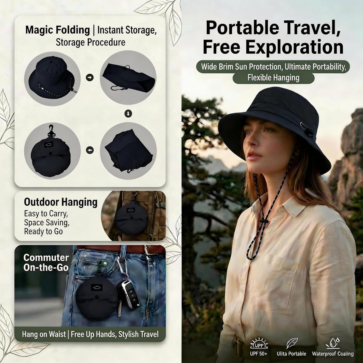 Skiennix Bucket Hat - UV Sun Protection with Wide Brim | Waterproof Fishing Hat for Outdoor Adventures