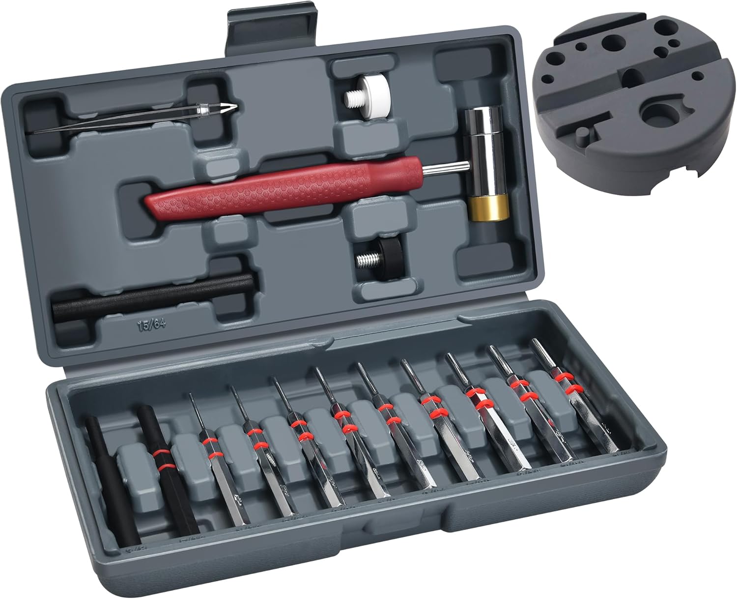 Steel Roll Pin Punch Set by [Brand Name] - Durable Punch Tool with 4 Interchangeable Faces & Storage Case