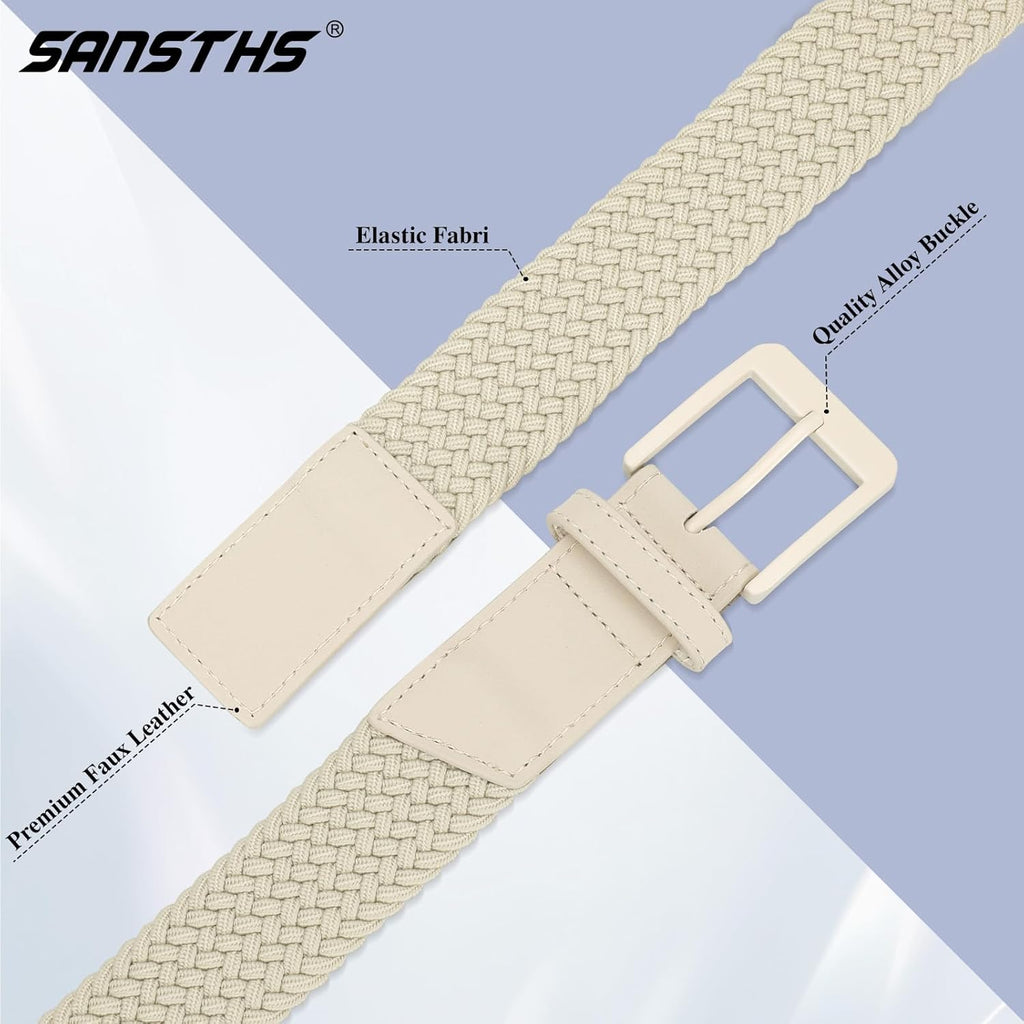 SANSTHS Golf Belt - Elastic Braided Design with Metal Buckle for Men & Women | Stretch Webbing for Casual Wear