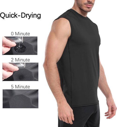 HovSiyla Men's Compression Shirt - Cool Dry Sleeveless Baselayer for Athletic Workouts | Black