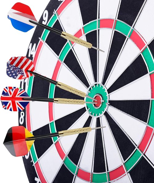 Accmor 12-Piece Steel Tip Darts Set - 18g Professional Metal Darts with Extra Shafts & Flights