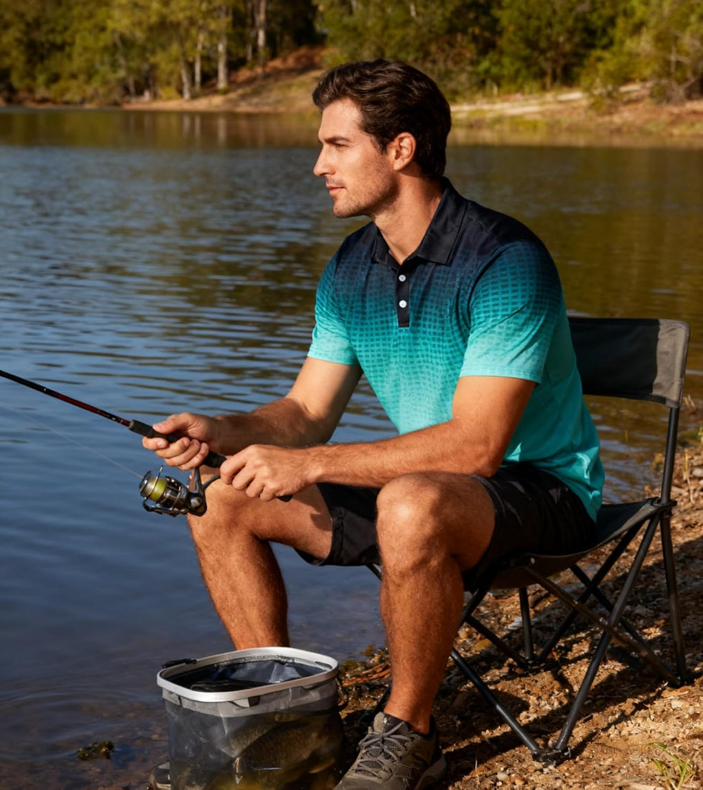 uideazone Men's Golf Shirt - Moisture-Wicking Dry Fit Athletic Polo | 3D Print Short Sleeve