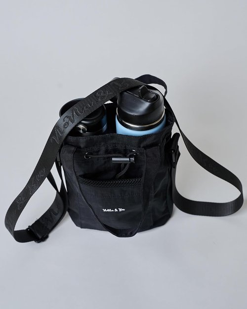 NoNa & Bee Water Bottle Holder - Hands-Free Crossbody Carrier Bag with Phone Pocket | Black