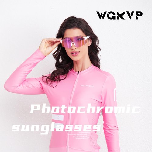 WGKVP Photochromic Sunglasses, UV400 Protection, Sports Glasses For Men and Women Cycling Jogging Travel Goggles (Crystal Grey-Gold)