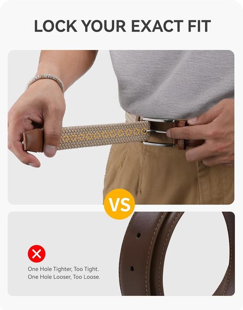 CHAOREN Men's Stretch Belt - 1 3/8" Elastic Braided Golf Belt for Casual Summer Wear