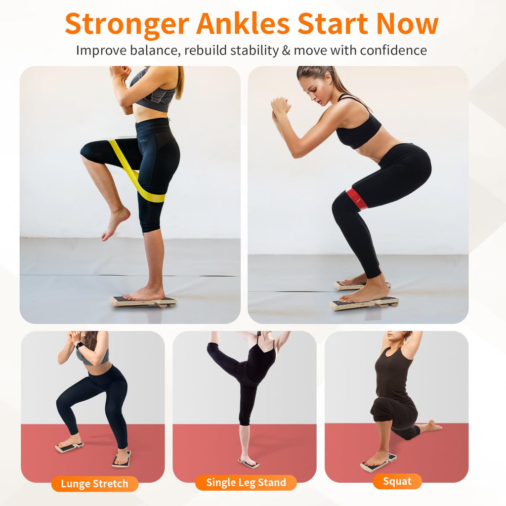 Nuaoi Ankle Balance Board Foot Trainer - 2 x Single Leg Balance Board Ankle Exerciser Strengthener with 6 Balance Bars & 5 Resistance Bands for Balance Training Sprained Ankles Plantar Fasciitis
