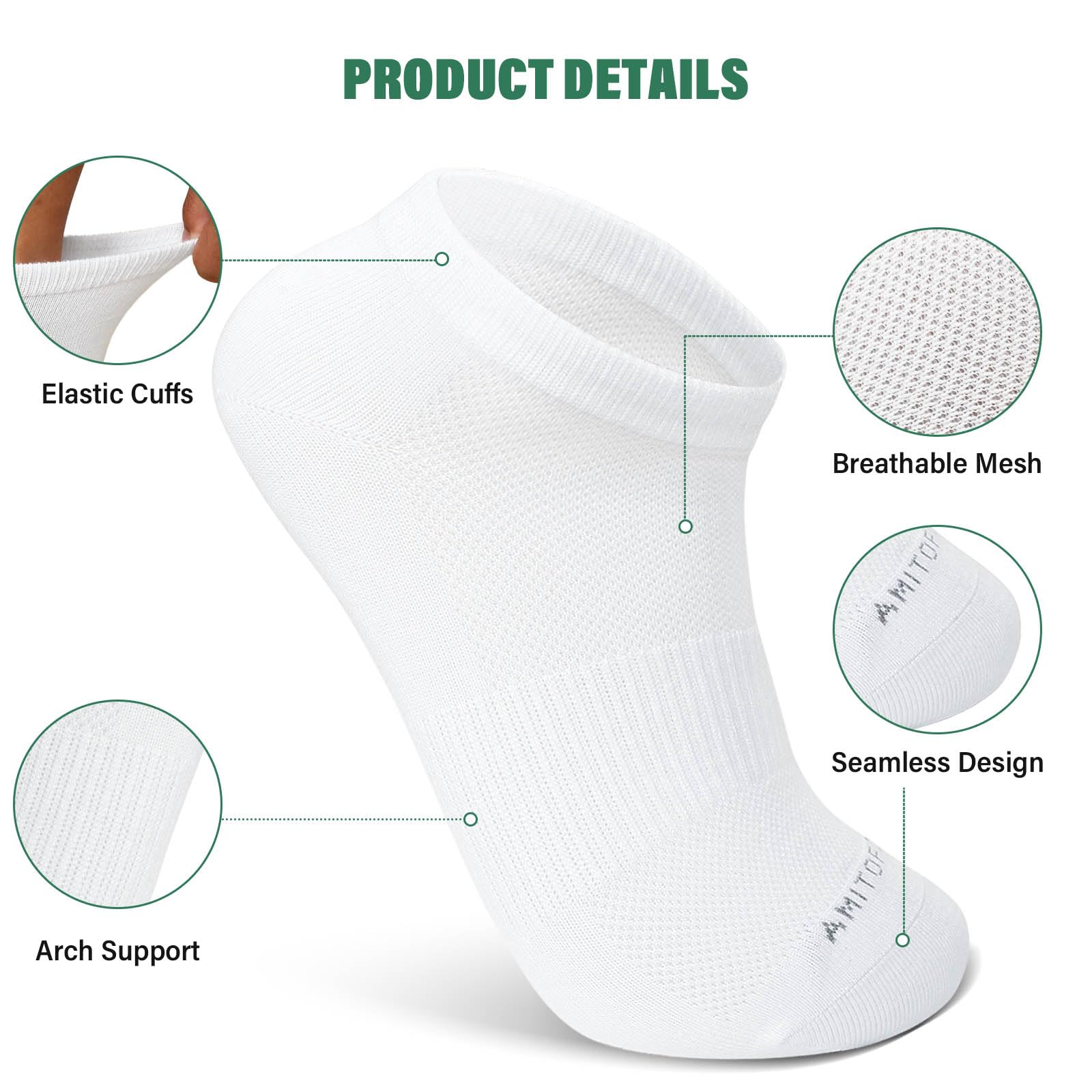 ZAKASA Bamboo Viscose Ankle Socks: No Show Low Cut Socks for Men Women Breathable Thin Athletic Running Workout Sports 6 Pairs White