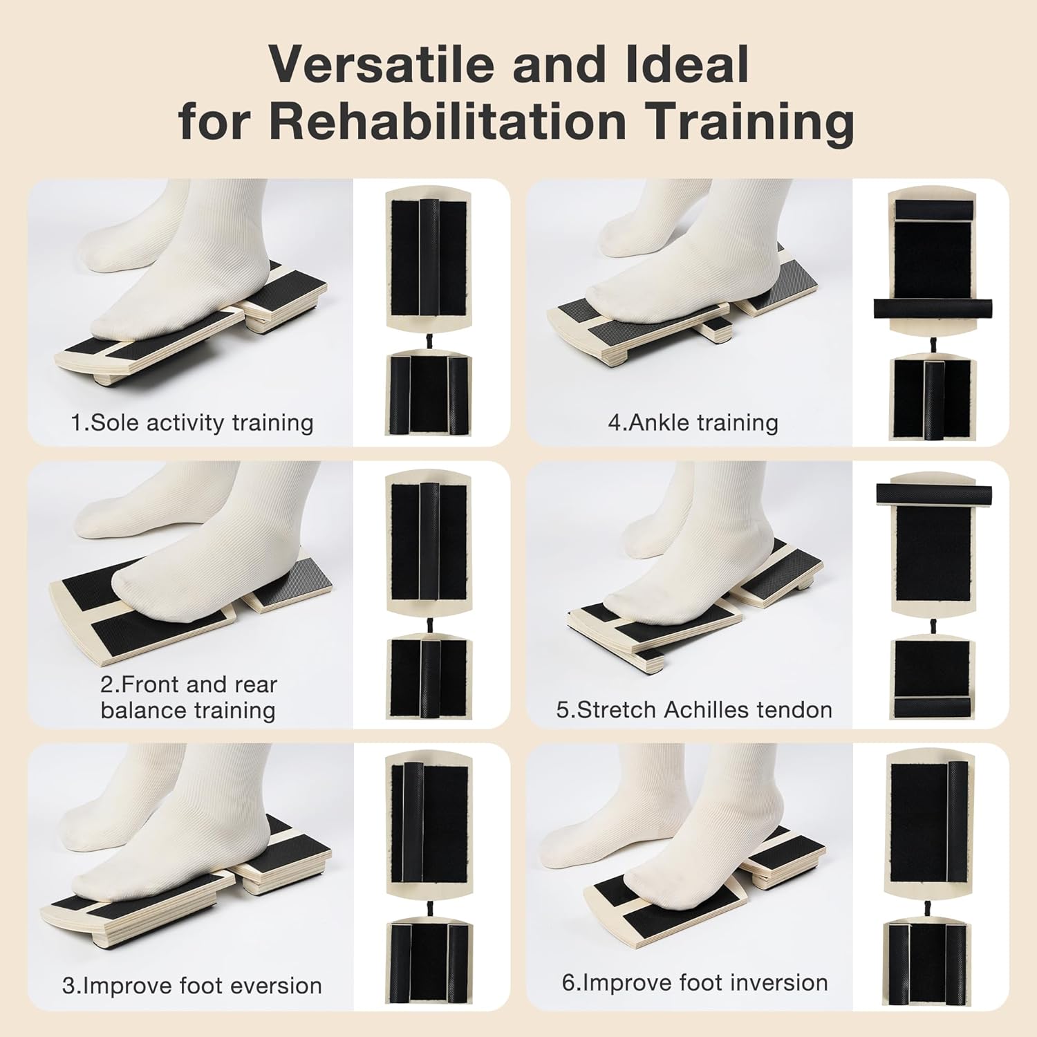 Skiennix Ankle Balance Board - Bamboo Foot Strengthener for Physical Therapy & Posture Correction