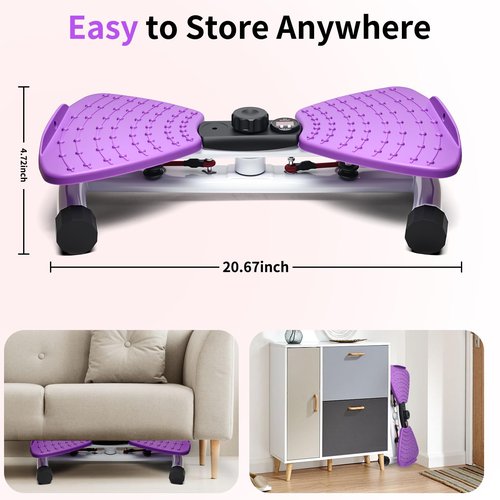 Ab Twister Trainer – Smart LED Digital Monitor, 330LBS Capacity, 20dB Ultra-Quiet Waist Twister Machine, Anti-Slip Home Gym Equipment for Women & Men, Belly Fat Workout Tool for Core Fitness (purple)