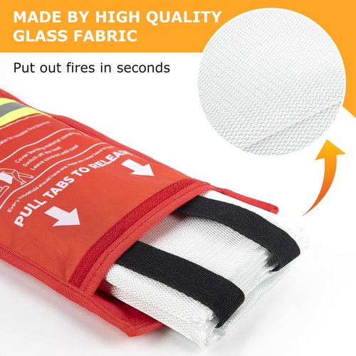 FIREWESS Emergency Fire Blanket, Flame Retardant Fire Blankets Emergency for Home, Kitchen, Car, Office, Grill (Fiberglass-2pack)