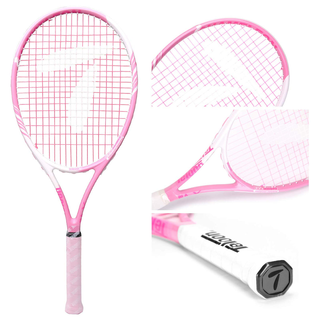 Teloon Tennis Rackets for Adults 2 pcs Recreational -27 inch Tennis Racquet for Men and Women College Students Beginner Tennis Racket.… (Black-Pink)