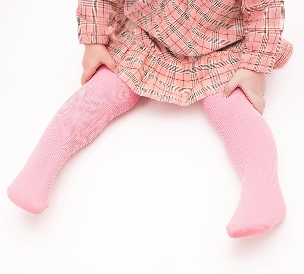 Stelle Toddler Girls Tights - Thick Cable Knit Cotton Leggings for Winter | 1/2/3 Pack Options