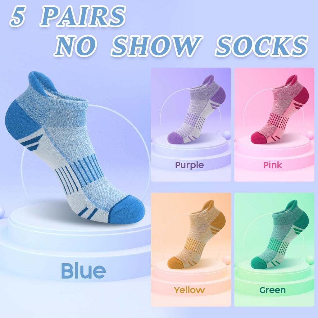 YSense Ankle Socks - Thick Cushioned Running & Athletic Cotton Socks | Moisture-Wicking, Low Cut Design