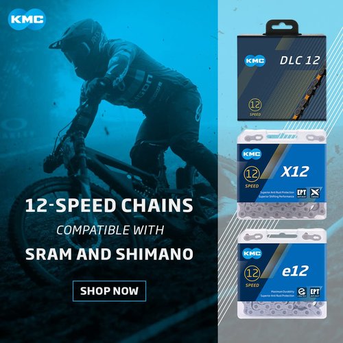KMC X12 Chain 12-Speed | Mountain Bike/Road/Gravel | Shimano & Campagnolo Compatible | 126 Links, Missing Link Included | Silver