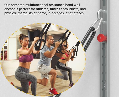 Adjustable Resistance Band Anchor Workout System - Automatic Locking Wall Mount Pulley Anchor for Physical Therapy, Warmups, and Athletic Training，40" Height Adjustable
