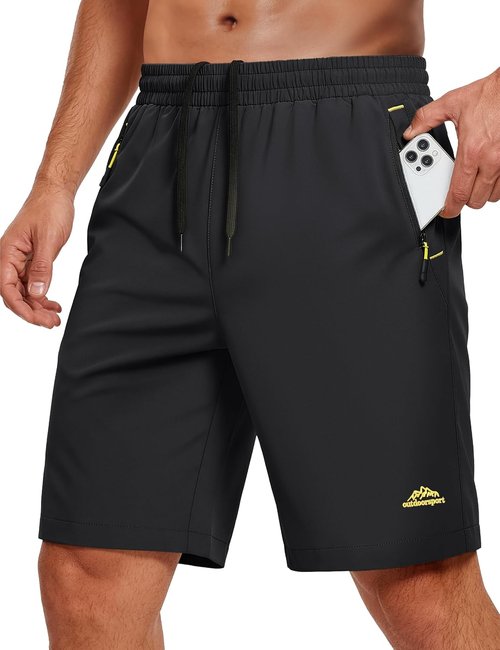MAGCOMSEN Men's Athletic Shorts - Quick Dry Lightweight 9" Casual Hiking Shorts with 3 Pockets