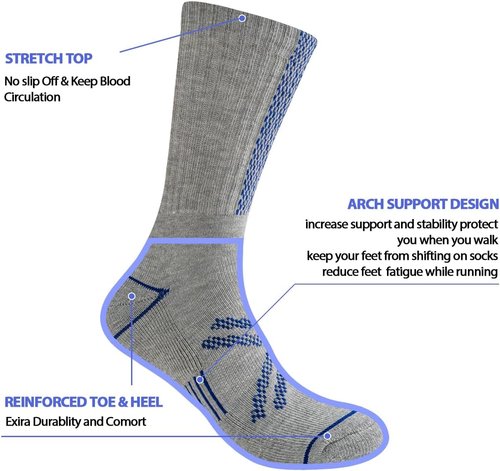 JOYNÉE Men's Athletic Crew Socks - Cushioned Comfort with Arch Support | 12 Pairs