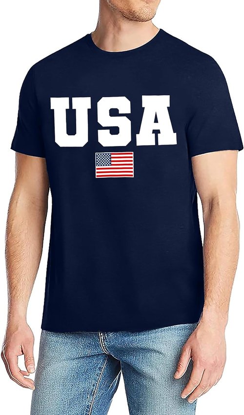 American Flag Shirt - Men's Patriotic T-Shirt for 4th of July | Casual Short Sleeve Tee