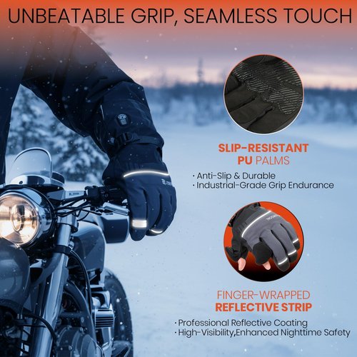 SURGOAL Heated Gloves for Men Women, 7.4V Battery Rechargeable with 2.5-Hour Fast Charging, Waterproof Electric Heated Ski Glove for Work, Fishing, Hunting, Motorcycle, Skiing (Black, M)
