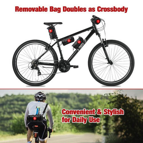 T TGBROS 6-in-1 Bike Basket Rear Rack with Bike Handlebar Bag Bike Basket with Cargo Net and Liner Large Bicycle Basket Heavy Duty Bicycle Rear Basket with Liner Waterproof Cover Cargo Net