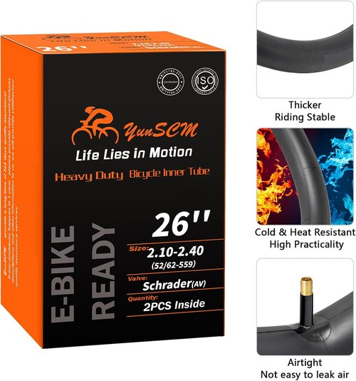 **Regine Switzerland Heavy Duty Bike Tubes - 26" AV32mm Schrader Valve | 2-Pack for 26X2.10-2.40 Tires**