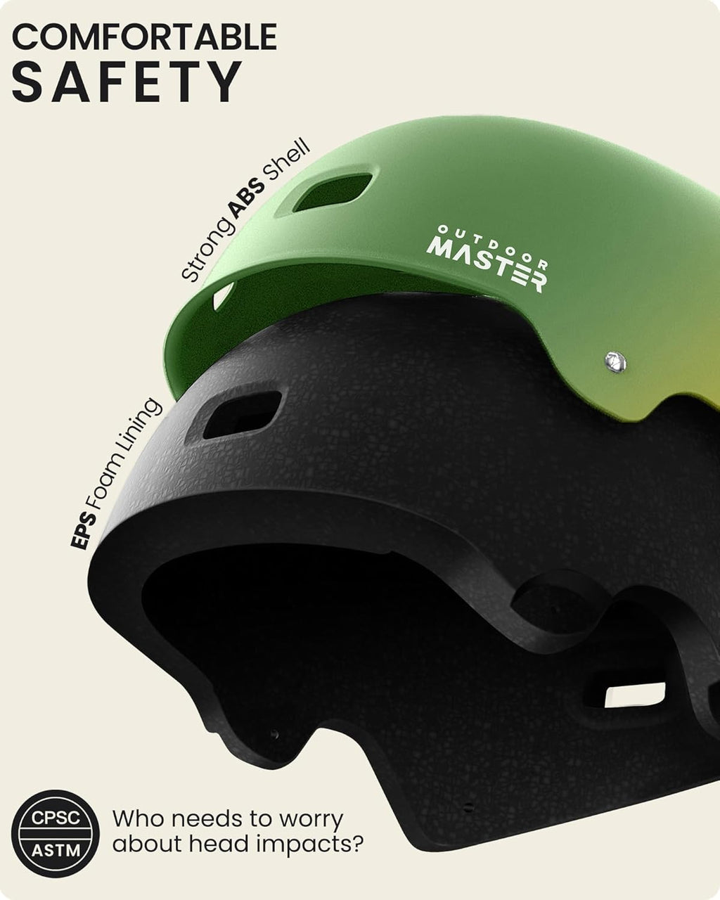OutdoorMaster Skateboard Cycling Helmet - Multi-Sport Ventilation with Removable Liners for All Ages