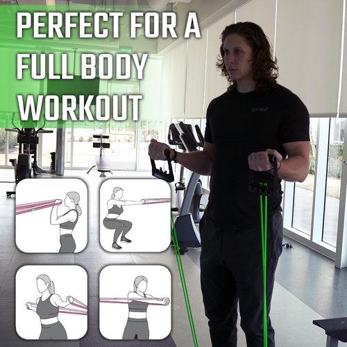 Gorilla Bow Resistance Bands with Handles Quick-Lock Multi-Layer Exercise Bands for Work Out, Non Slip Grip for Full-Body Strength Training, Heavy Resistance Training, Yoga, Home Workout Set (150LBS)