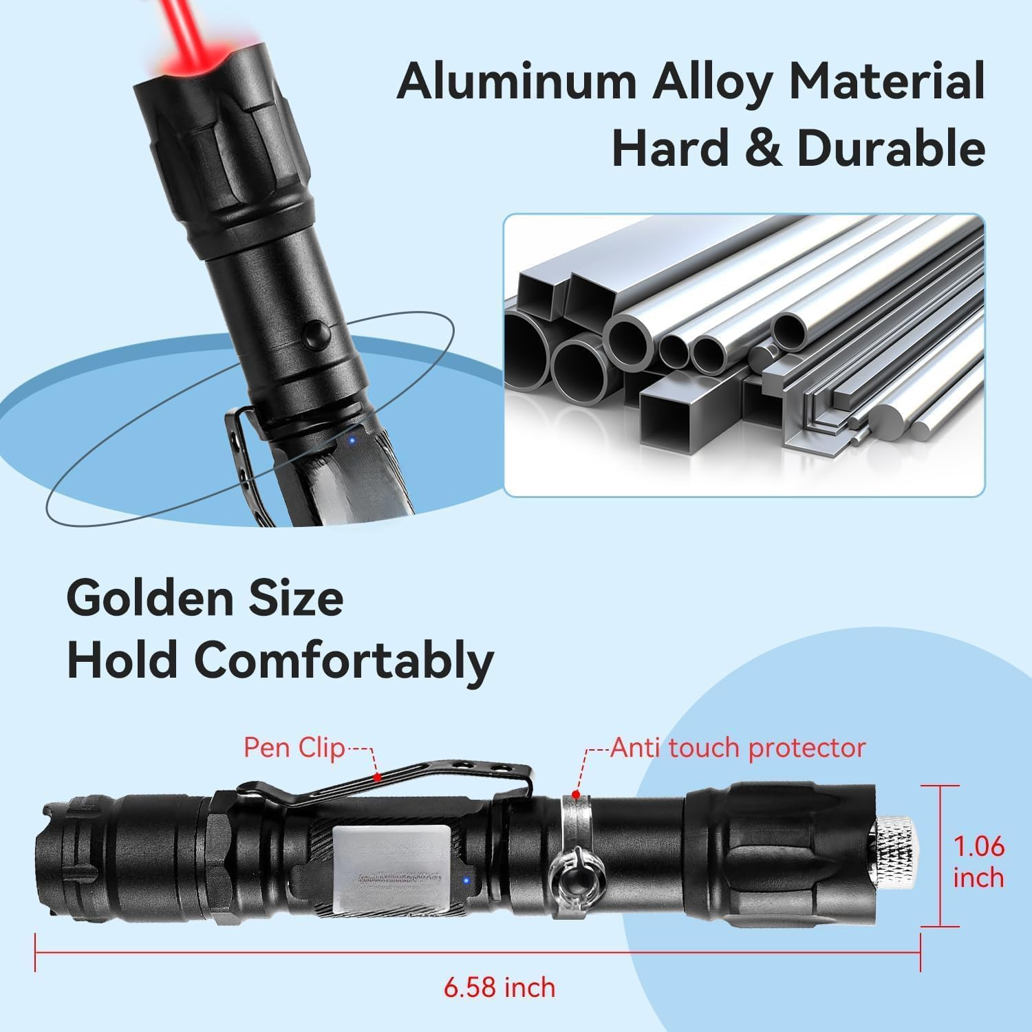 Red Laser Pointer - High Power Long Range Indicator Light | USB Rechargeable for Hiking