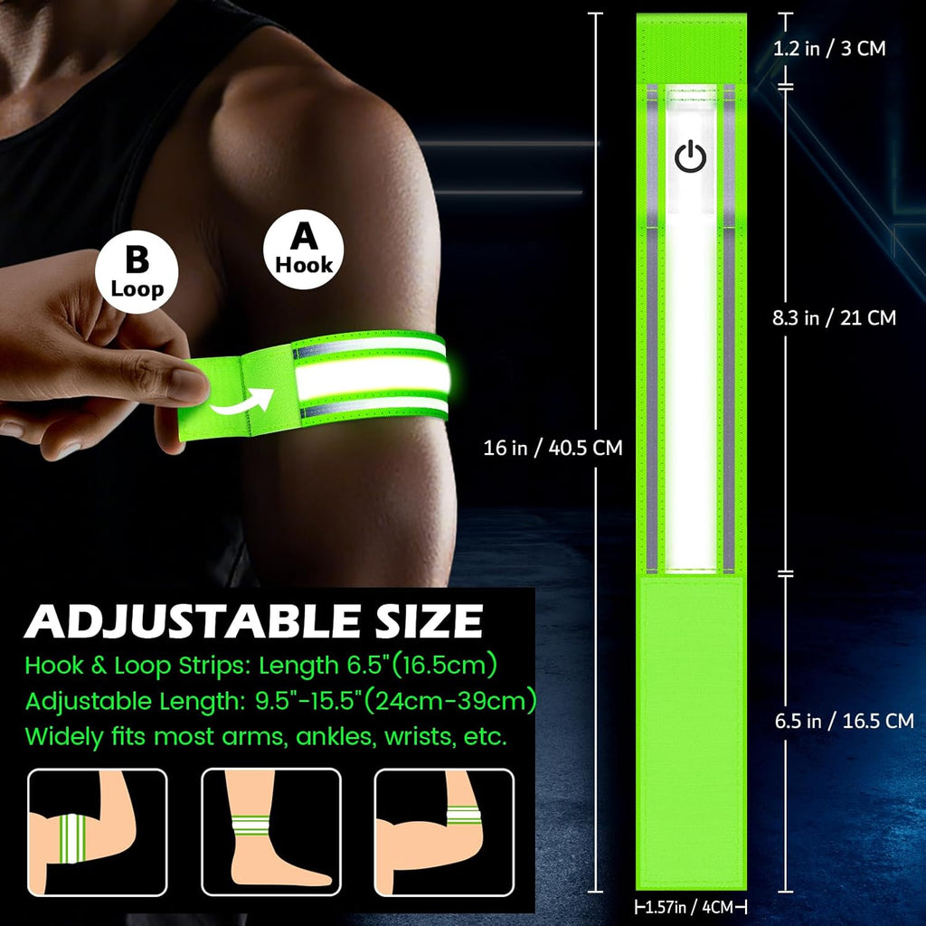 Skiennix LED Armband - High Visibility Reflective Gear | 3 Light Modes, Rechargeable, 2 Pack, 5 Colors
