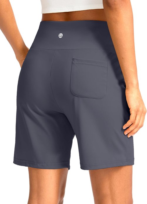 G Gradual Women's Bermuda Shorts - High Waisted, Knee Length with Pockets for Athletic Walking | 9" Size