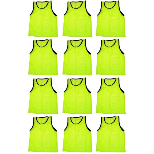 BlueDot Trading Youth Nylon Mesh Scrimmage Training Pinnie Vest for team practice for all kinds of sports soccer, football, basketball, Lacrosse, Yellow, 12 Pack