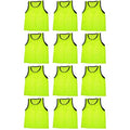 BlueDot Trading Youth Nylon Mesh Scrimmage Training Pinnie Vest for team practice for all kinds of sports soccer, football, basketball, Lacrosse, Yellow, 12 Pack