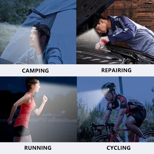 Lumi Light LED Headlamp Rechargeable, LED Head Band, 230° Wide Beam with Motion Sensor for Adults, 5 Mode Waterproof Lightweight Outdoor Camping Hiking Cycling Essentials (2)