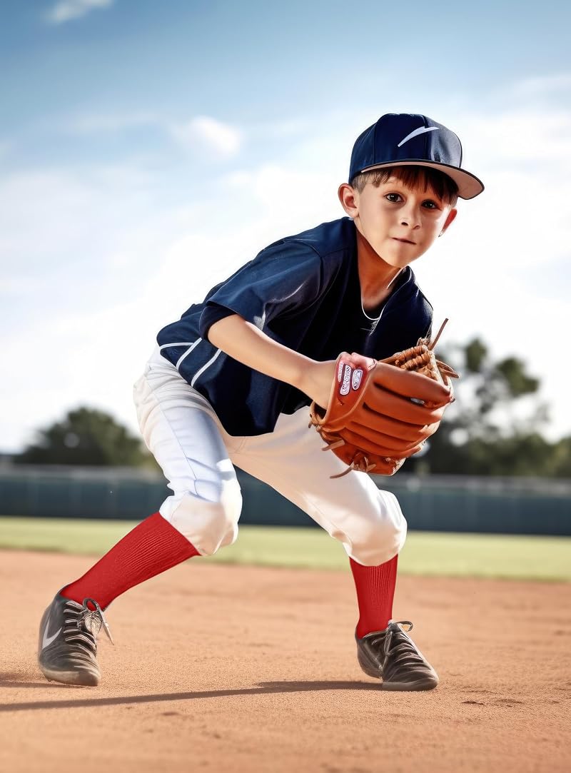 Duufin 8 Pair Knee-High Youth Baseball Socks - Red, 6-8 Years (Variation of THIS listing)