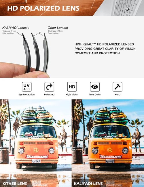 KALIYADI Polarized Sunglasses - Vintage Style UV Protection for Men & Women | Ideal for Fishing, Running, Driving