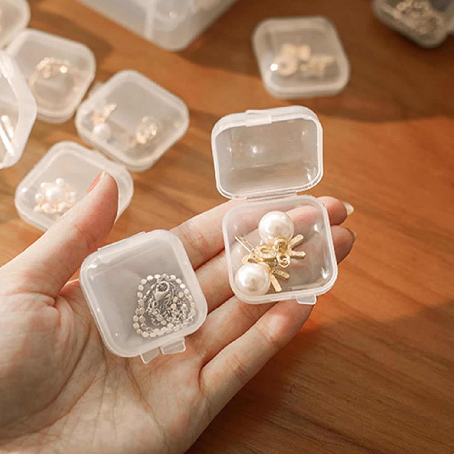 Skiennix 30Pcs Small Transparent Jewelry Storage Cases - Travel Organizer for Necklaces, Bracelets & Rings