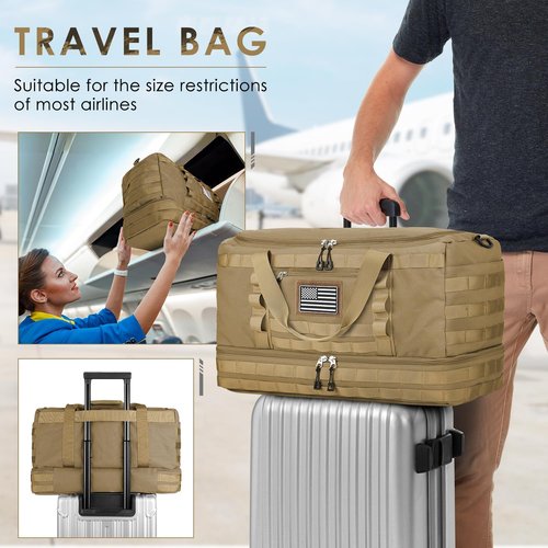 ETRONIK Travel Bag - Versatile Gym & Tactical Duffle with Shoe Compartment | Brown, Ideal for Weekend Trips