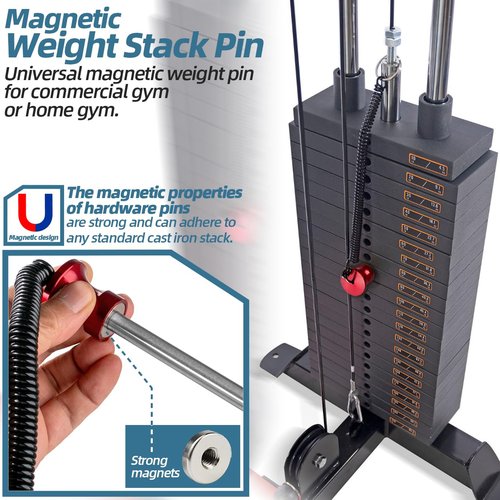 Sconva Magnetic Weight Stack Pin, Universal Gym Weight Pin Insert with Pull Rope Strength Training Equipment for Commercial Gym or Home Health Club Grade Steel Heavy Duty Gym Accessories